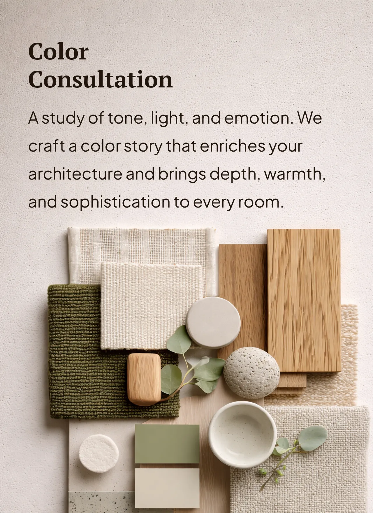 Focused, expert guidance to help you refine your vision. Whether you need clarity on layout, finishes, color, or concept direction, we offer tailored insights that bring confidence and intention to your project.