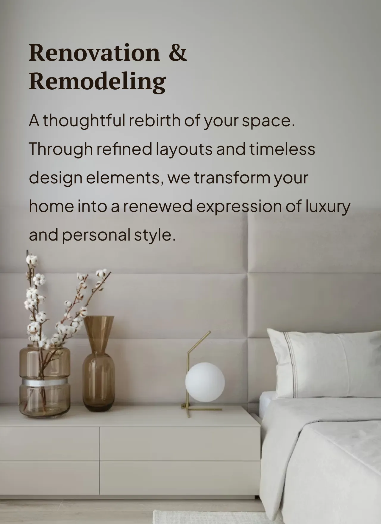 Focused, expert guidance to help you refine your vision. Whether you need clarity on layout, finishes, color, or concept direction, we offer tailored insights that bring confidence and intention to your project.